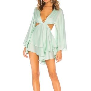 Light Mint Cutout Long Sleeve Mini Dress